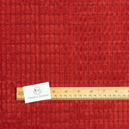 High Low Cord Soft Velvet Textured Material - Red