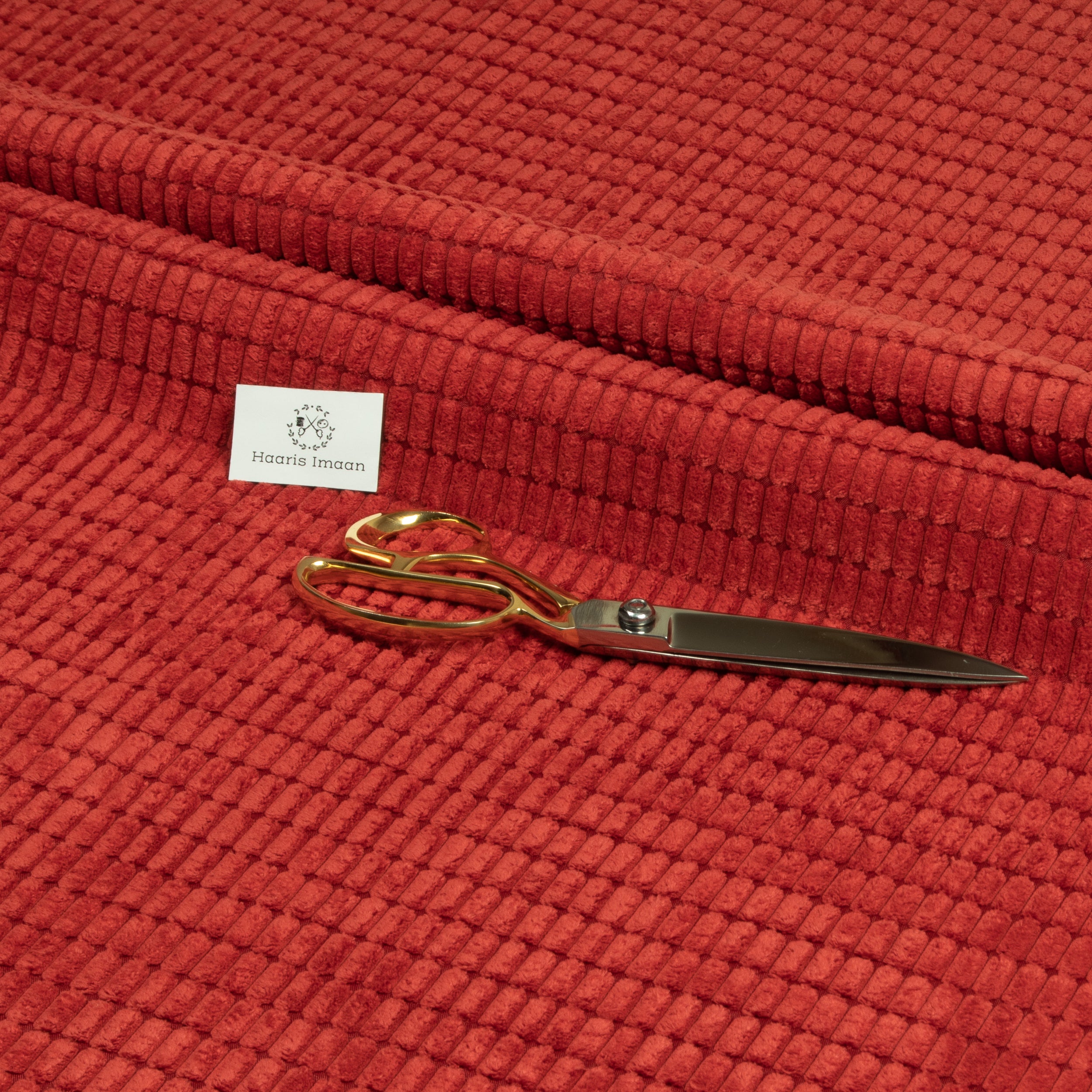 High Low Cord Soft Velvet Textured Material - Red