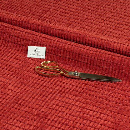 High Low Cord Soft Velvet Textured Material - Red